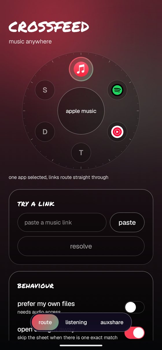 the wheel of music apps with apple music selected