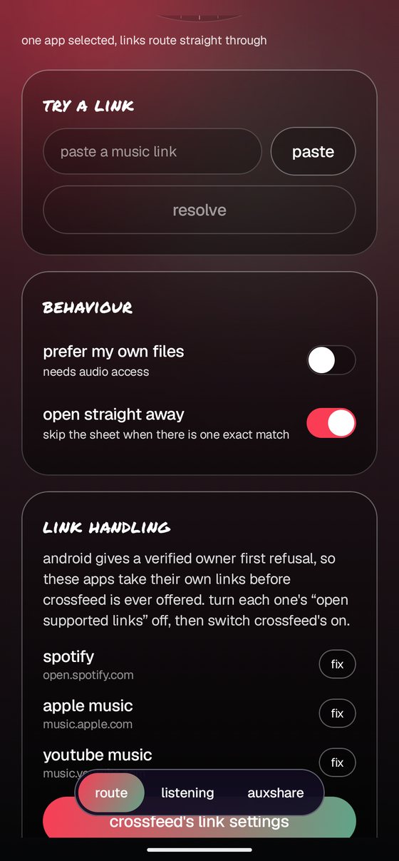 the behaviour section with two toggles