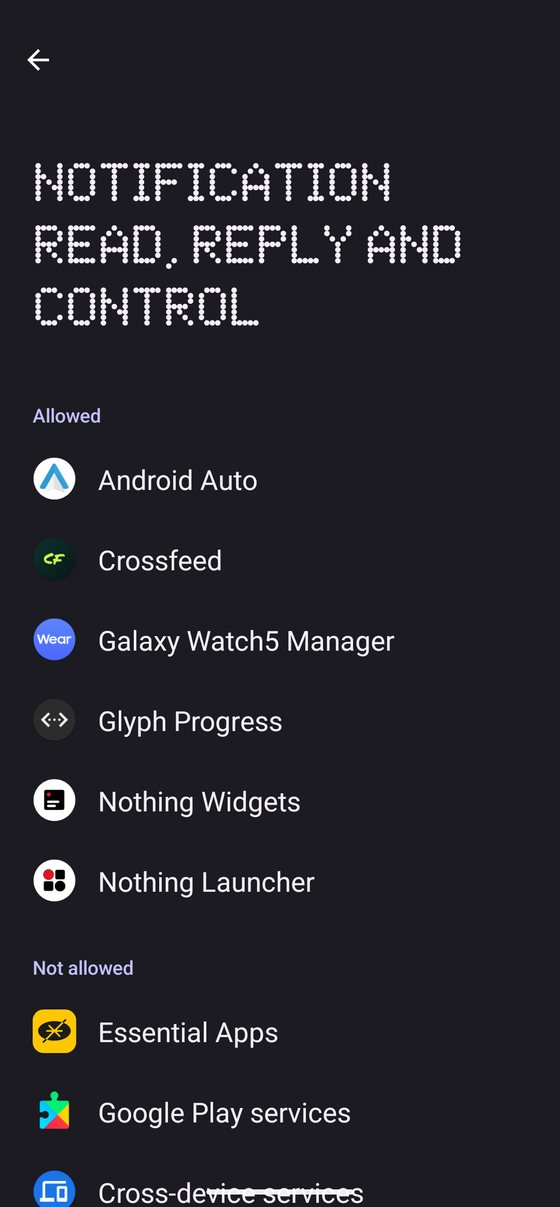 the android notification access settings screen