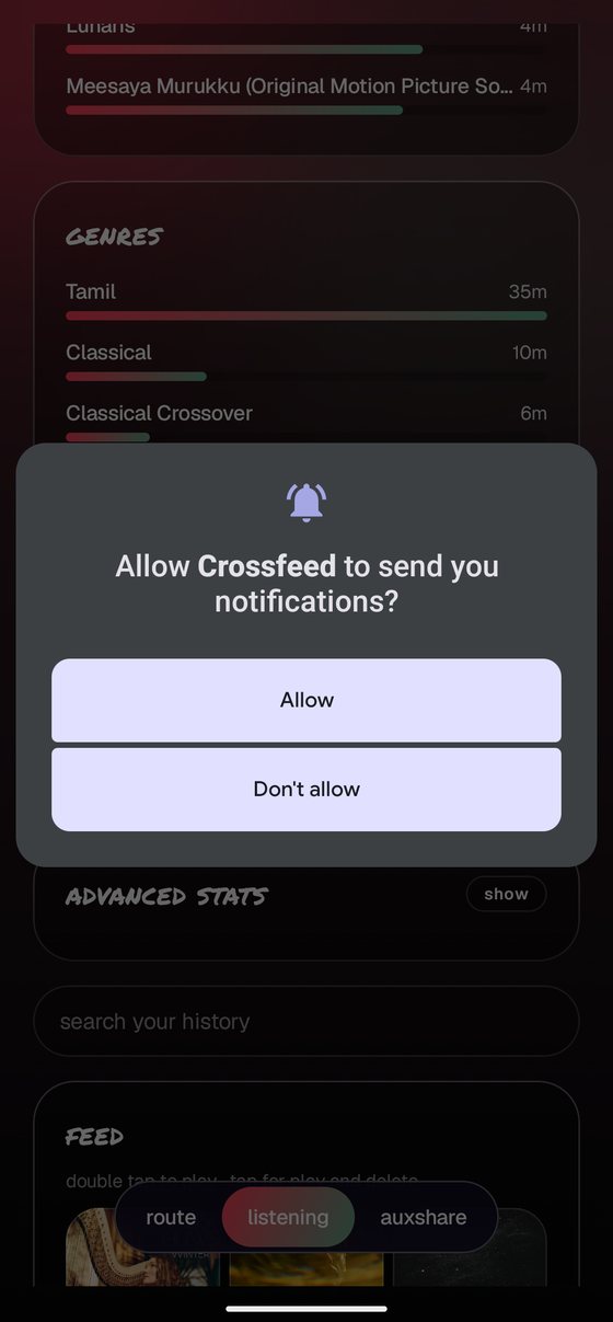 android asking whether to allow crossfeed to send notifications