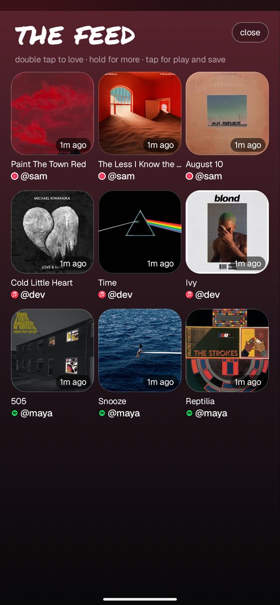 the full feed as a grid of album covers